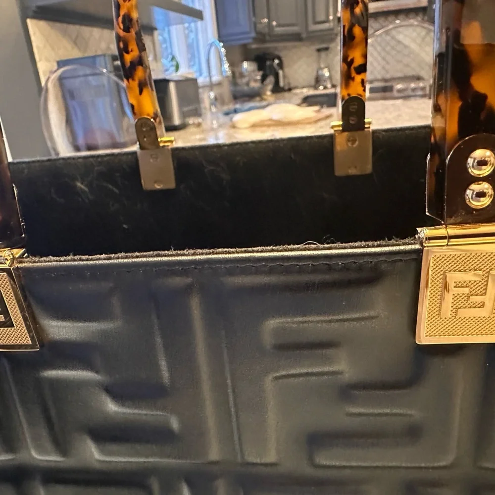 Fendi Black Embossed Bag with Gold Hardware - Picture 4 of 11